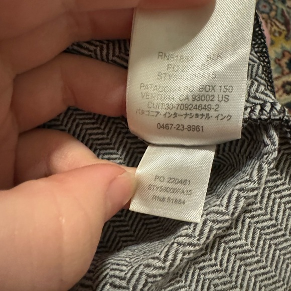 Patagonia Women’s Herringbone Long Sleeve Patterned Dress Medium Grey White 6 8 - Picture 9 of 12